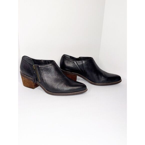 Zodiac Black Leather Shootie Pointed Toe Bootie Western Heel Ankle Boot Zip 7.5 - Picture 9 of 16